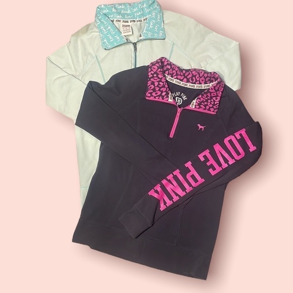 Pink Victoria’s Secret Quarter Zip Pull Over‎ Bundle - Picture 1 of 13